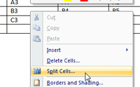 Split a cell in a table with Word 2007