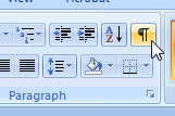Show white space symbols in Microsoft Word 2007