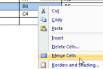 Right-click to merge cells