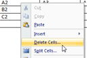 Deleting cells and columns from a table