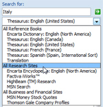 Widen your search to all Word 2007 research sites