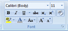 Text formatting commands in Word 2007