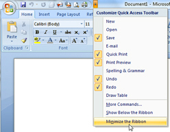 Hide the Microsoft Word 2007 Ribbon