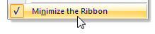 Restore the Ribbon's visibility in Microsoft Word 2007