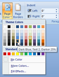 Standard page color picker in Word 2007