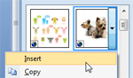 Click to insert clipart in Word 2007