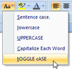 Invert case, or toggle case, in Microsoft Word 2007