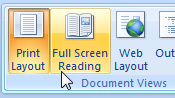 Toggle full screen view in Microsoft Word 2007
