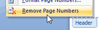 Remove or delete page numbers in Word 2007