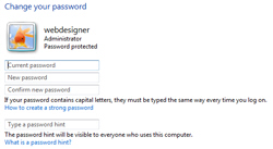 Password change form in Windows Vista