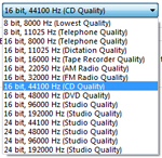 Available sound quality levels in Windows Vista