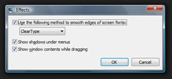Font smoothing options in Windows Vista