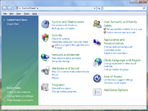 Windows Vista's brand new Control Panel