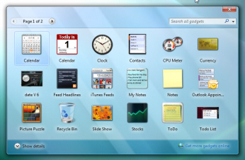 Windows Vista's Gadget Gallery application