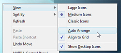 Auto Arrange desktop icons in Windows Vista