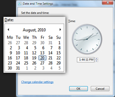 Change calendar date in Windows 7