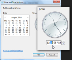Change the hours, minutes, or seconds in the Windows 7 system clock