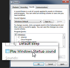 Configure and disable the Windows Startup Sound