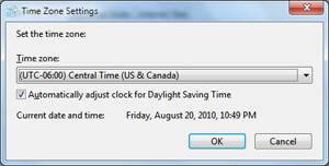 Customize current time zone setting in Windows 7