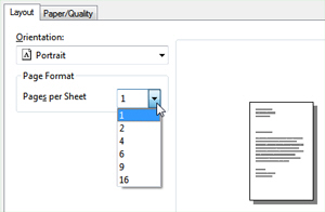 Customize the number of pages to print on a sheet of paper