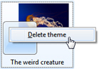 Delete the selected theme in Windows 7