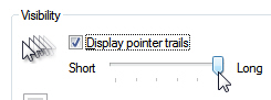 Enable pointer trails setting for your mouse cursor