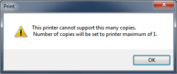 Error message when trying to print multiple copies in Windows 7