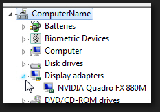 Expand display adapters to show the video graphics card