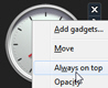 Force the clock gadget to stay on top in Windows 7