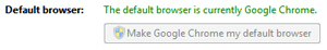 Google Chrome confirming that it is currently the default Windows 7 browser