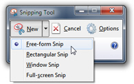 Limited screen capture with the Snipping Tool in Windows 7