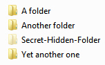 Looking at a hidden folder in Windows Explorer for Windows 7