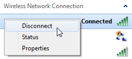 Manually disconnect from a wireless network connection in Windows 7