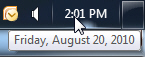 Move your mouse above the clock to show the current date