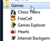 Navigate the start menu to the Games folder