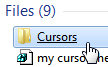 Open the Windows cursor from the start menu in Windows 7
