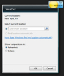 Options dialog for weather gadget settings in Windows 7