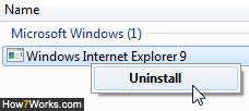 Remove Internet Explorer 9 from your computer