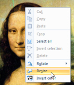 Right-click to resize an image in Paint for Windows 7