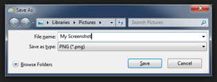 Save a screenshot as a PNG image file on your computer