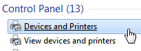 Show devices and printers in the start menu in Windows 7
