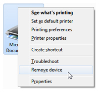 Uninstall printers or print drivers from your computer in Windows 7