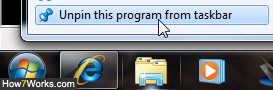 Unpin and remove Explorer from the taskbar in Windows 7