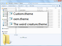 Windows 7 Themes Folder opened inside Windows Explorer