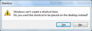 Windows 7 asking confirmation to create shortcuts on the desktop