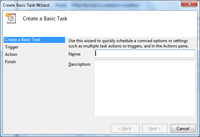 Windows 7 launches the Basic Task Scheduler