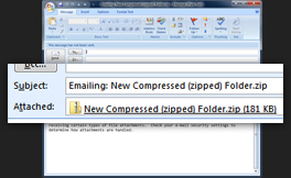 Zipped file / compressed folder as email attachment in Microsoft Outlook 2007