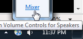 Open the volume mixer from the taskbar speaker icon