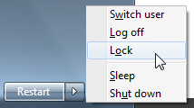 Lock your Windows computer from the start menu