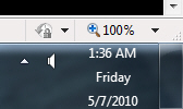 Show the date next to the time in Windows 7